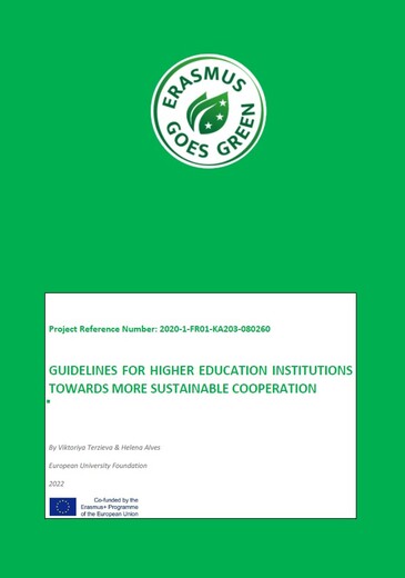 Erasmus Goes Green Guidelines for Higher Education Institutions Towards More Sustainable Cooperation kiadvány borítója